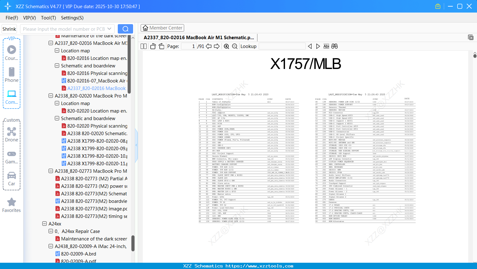 Laptop Apple A2337_820-02016 MacBook Air M1 Schematic